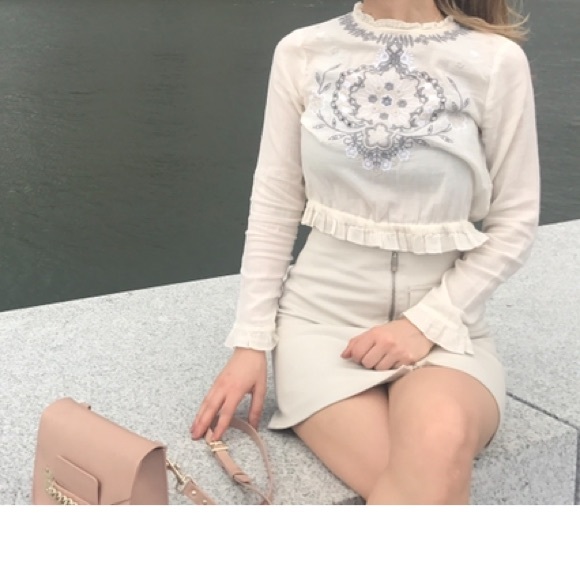 ZARA blouse embroidered top long sleeve - Picture 5 of 14